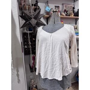 Miss Me Cream Lace Boho Blouse | Crochet Detail | XS